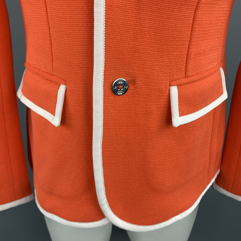 BLACK FLEECE Size 38 Orange Cotton Knit White Contrast Piping Sport Coat