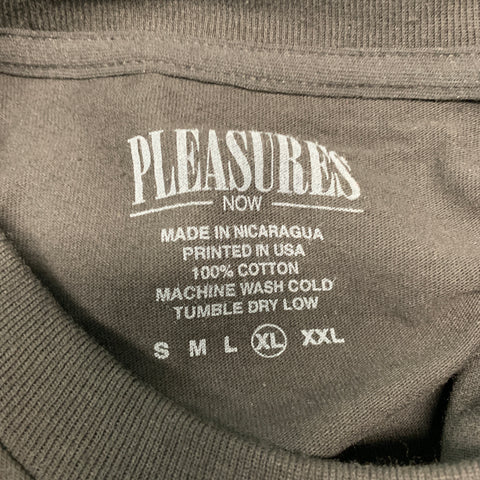 PLEASURES Taille XL T-shirt à col rond en coton graphique noir