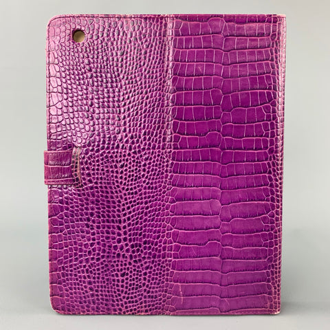 SMYTHSON DE BOND ST. Étui iPad en cuir gaufré violet