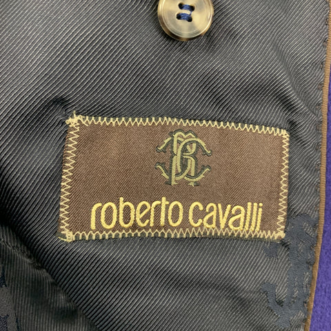 ROBERTO CAVALLI Size 40 Purple Cashmere Notch Lapel Sport Coat