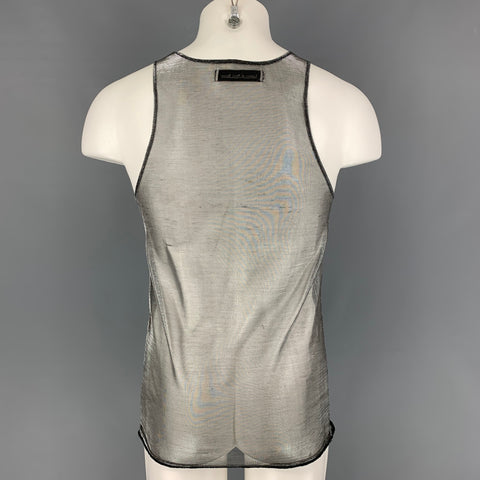 LUDOVIC DE SAINT SERNIN Size L Silver Metallic Viscose Tank Top