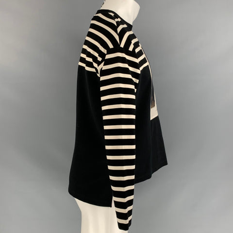 MARC by MARC JACOBS Size S Black & White Stripe Cotton Blend Crew-Neck Pullover