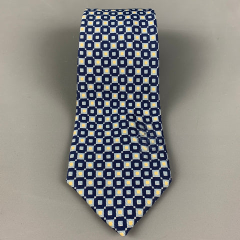 PIATTELLI Blue &  Yellow Checkered Silk Tie