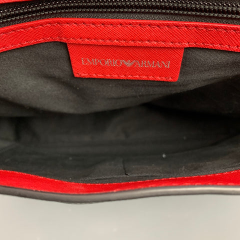 EMPORIO ARMANI Charcoal & Grey Monogram Canvas Cross Body Bag