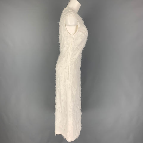 JIL SANDER Vestido recortado de viscosa con textura blanca talla 2