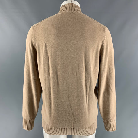 BRUNELLO CUCINELLI Size M Khaki Knitted Cotton Zip Up Jacket