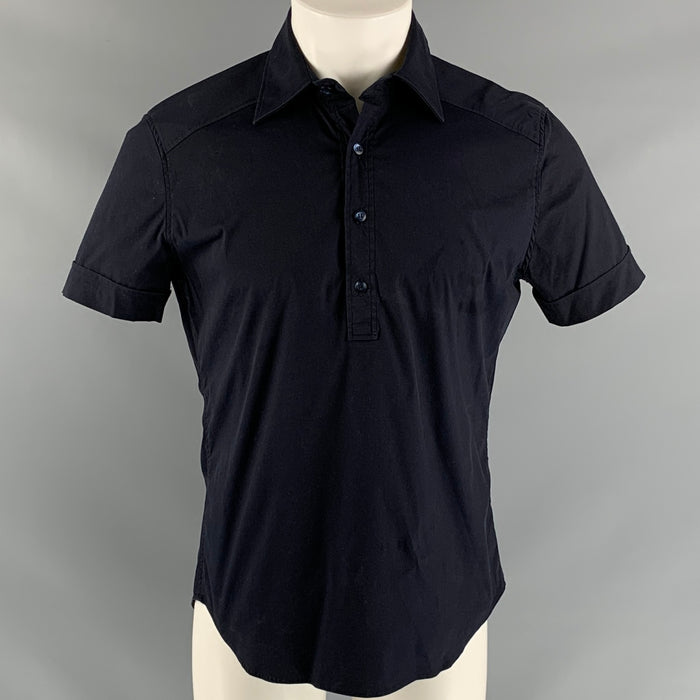 PRADA Size M Navy Listed Short Sleeve Shirt
