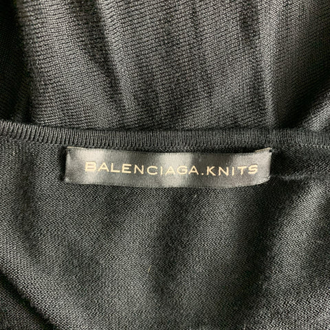 BALENCIAGA Size 4 Black Knitted Silk Tank Overlay Sleeveless Dress