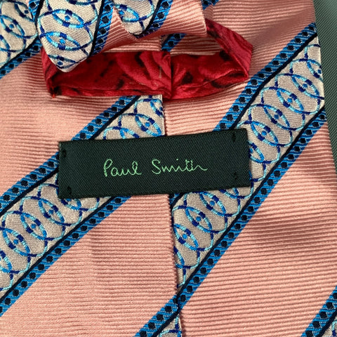PAUL SMITH Pink Blue Stripe Silk Tie
