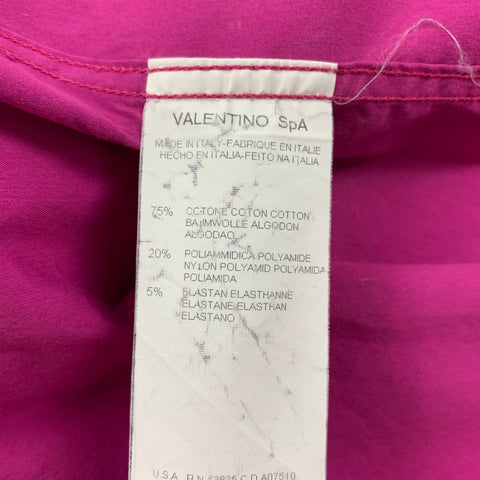 VALENTINO Size 16 Fuchsia Cotton Blend French Cuff Blouse