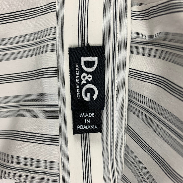 D&amp;G by DOLCE &amp; GABBANA Taille 12 Chemise boutonnée en mélange de coton à rayures noires et blanches
