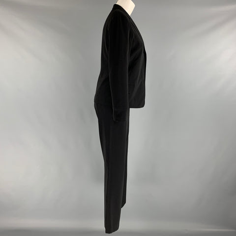 JIL SANDER Taille 6 Costume pantalon simple boutonnage en soie noire