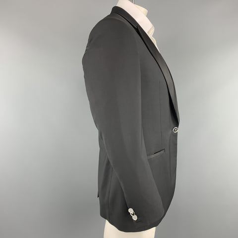 VIKTOR & ROLF Size 40 Black Wool Satin Peak Lapel Mirror Button Tuxedo Jacket
