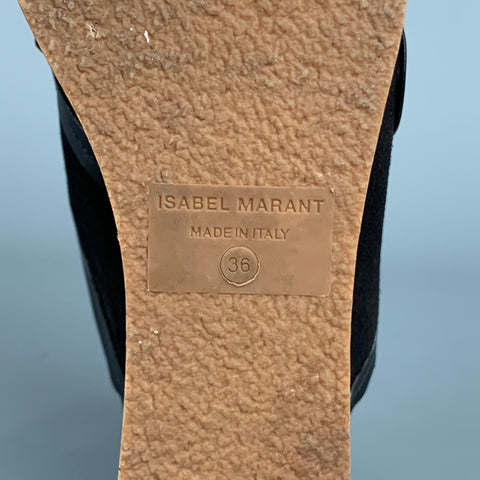 ISABEL MARANT Size 6 Black Suede Leather Studded Platform Sandals