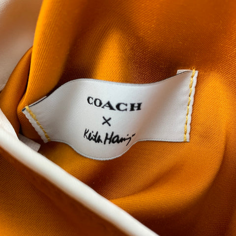 COACH x Keith Haring Size XL Orange White Embroidery Viscose Cotton Jacket