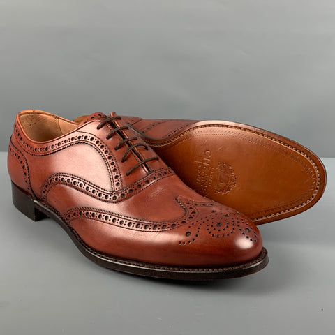 JOSEPH CHEANEY Taille 10,5 Chaussures à lacets en cuir perforé marron Wingtip