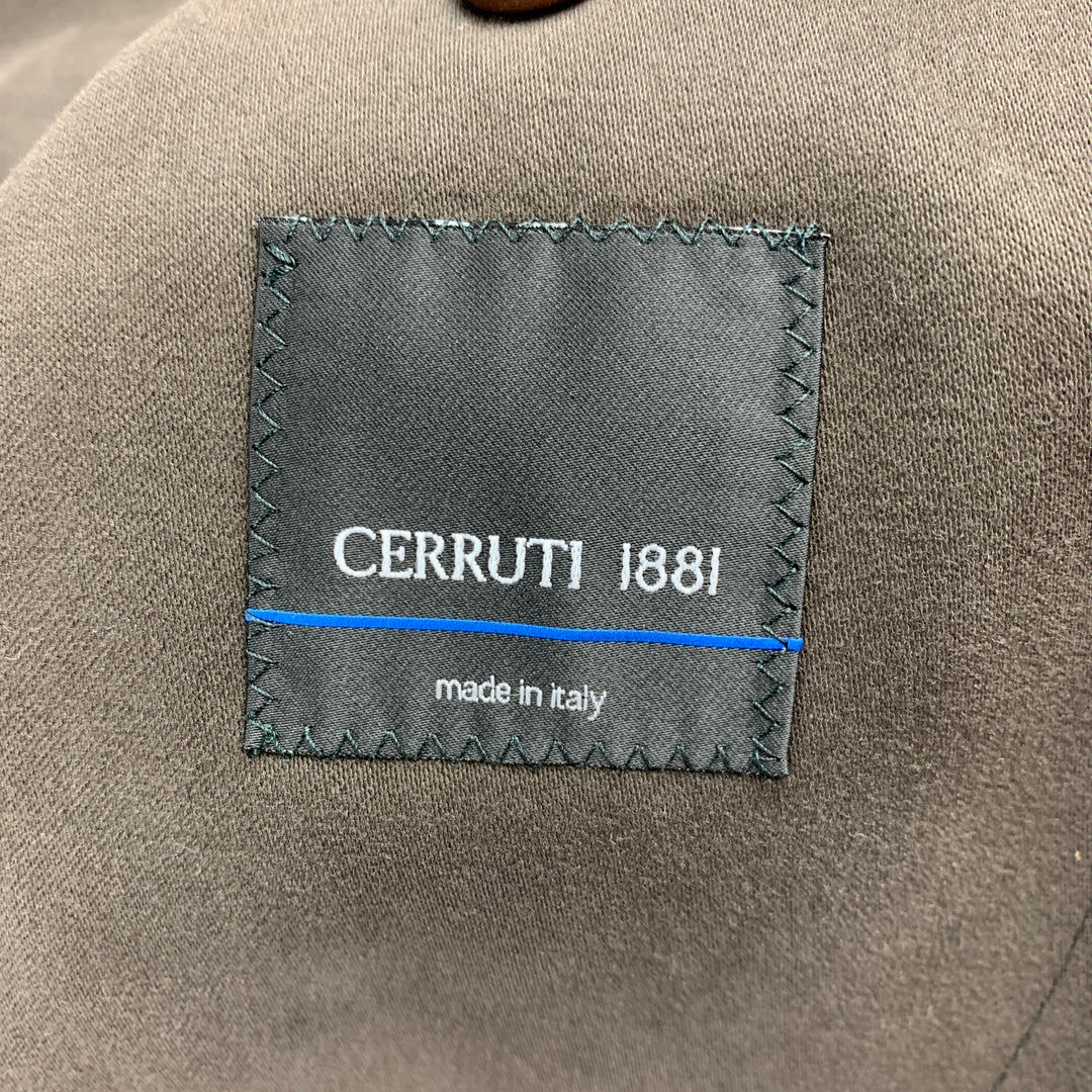 CERRUTI Size 40 Regular Brown Cotton Notch Lapel Suit