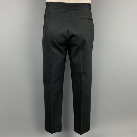 ALEXANDER MCQUEEN Size 42 Black Cotton Notch Lapel Suit