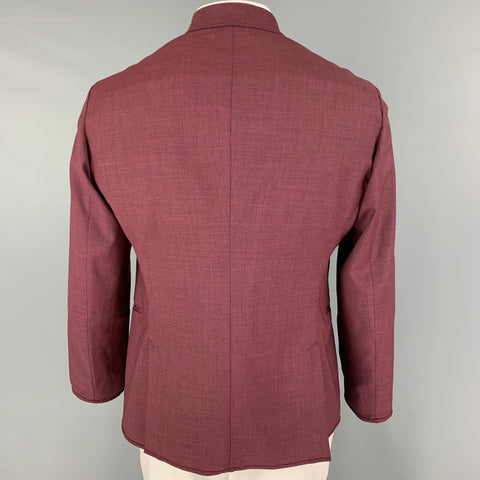 EMPORIO ARMANI Size 42 Burgundy Wool Notch Lapel Sport Coat