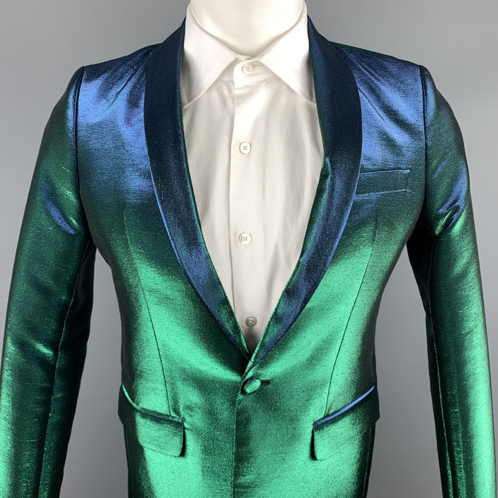 EACH X OTHER Size 36 Green Iridescent Polyester Blend Sport Coat