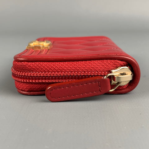 CHANEL Red Caviar Quilted Leather Zip Around Coin Purse Wallet