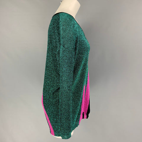 DSQUARED2 Size XS Black Green Pink Wool Blend Metallic Pullover