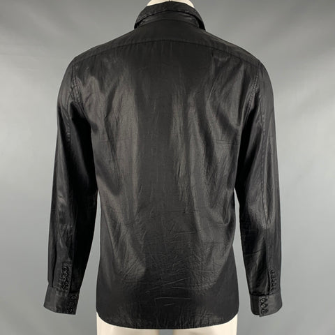 JOHN VARVATOS Size S Black Cotton Cupro Long Sleeve Shirt