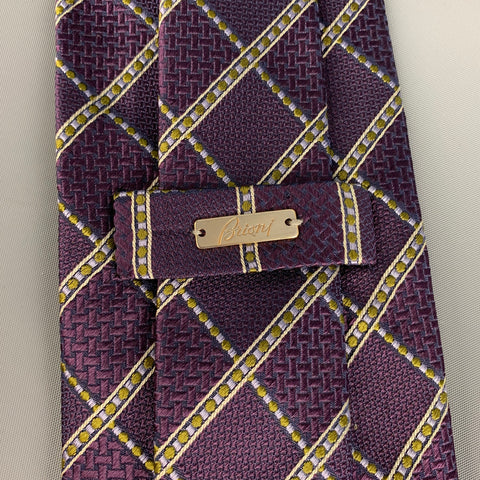 BRIONI Purple White Textured Silk Tie