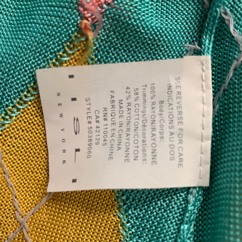 Iisli Size S Turquoise, Yellow & Orange Argyle Rayon Sleeveless Pullover