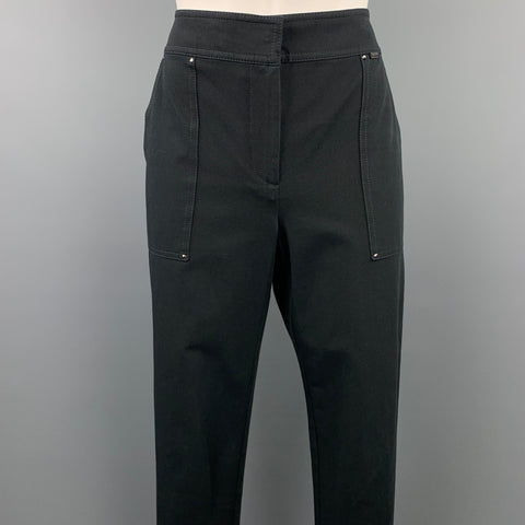 ST. JOHN Taille 6 Pantalon habillé skinny en coton mélangé noir