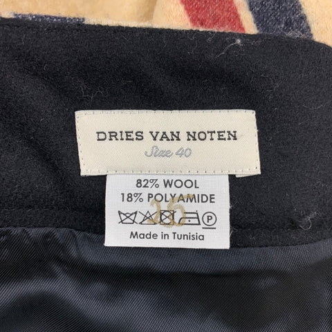 DRIES VAN NOTAN Talla 8 Crema Rojo Azul Marino Lana Poliamida Falda lápiz a rayas