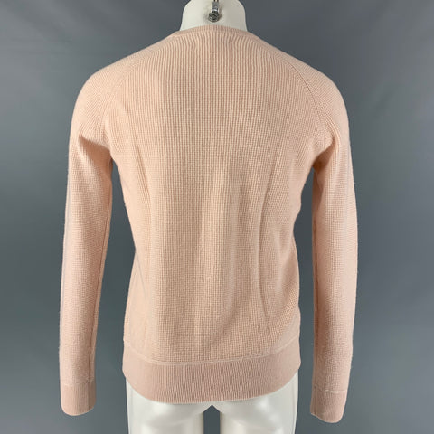EVERLANE Size S Peach Waffle Knit Cashmere Crew-Neck Pullover