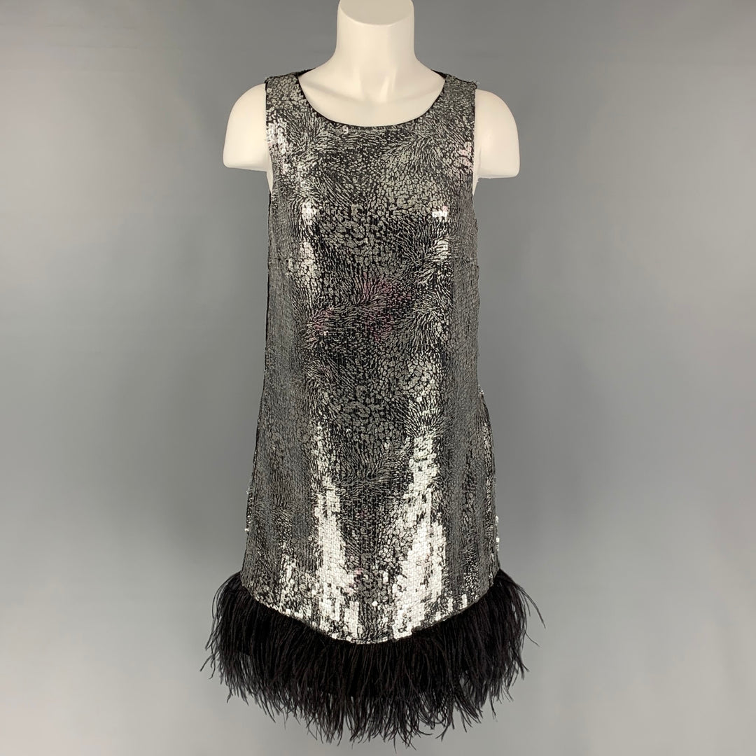 sequin plus size dresses Long Sleeve Sequin Belted Midi Dress by Badgley Mischka