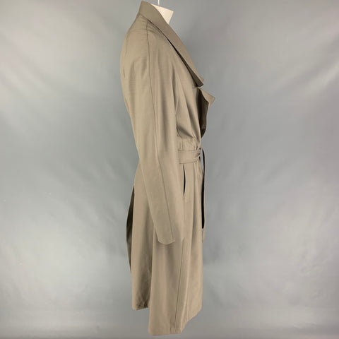 LEMAIRE Size M Grey Polyester Wool Open Front Belted Coat