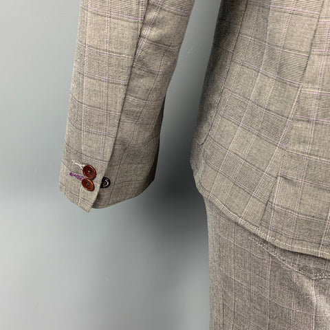 PAUL SMITH JEANS Size L Grey Plaid Cotton Notch Lapel Suit