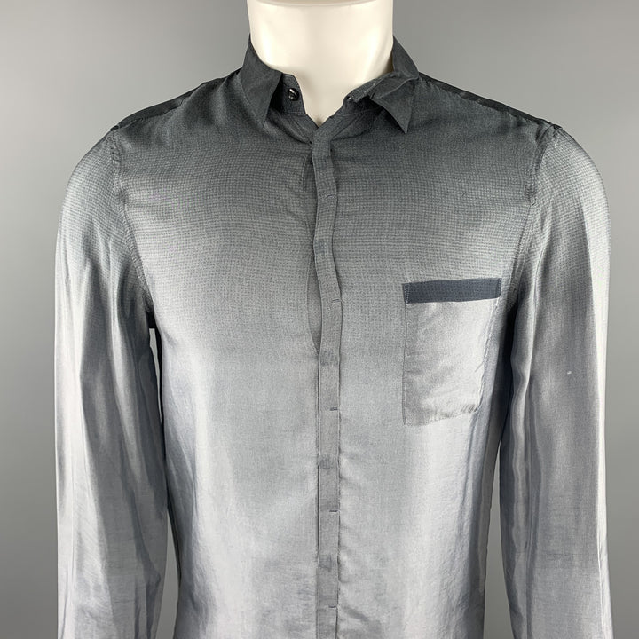 EMPORIO ARMANI Camisa Manga Larga Botones Ocultos Cupro Gris Ombre Talla M