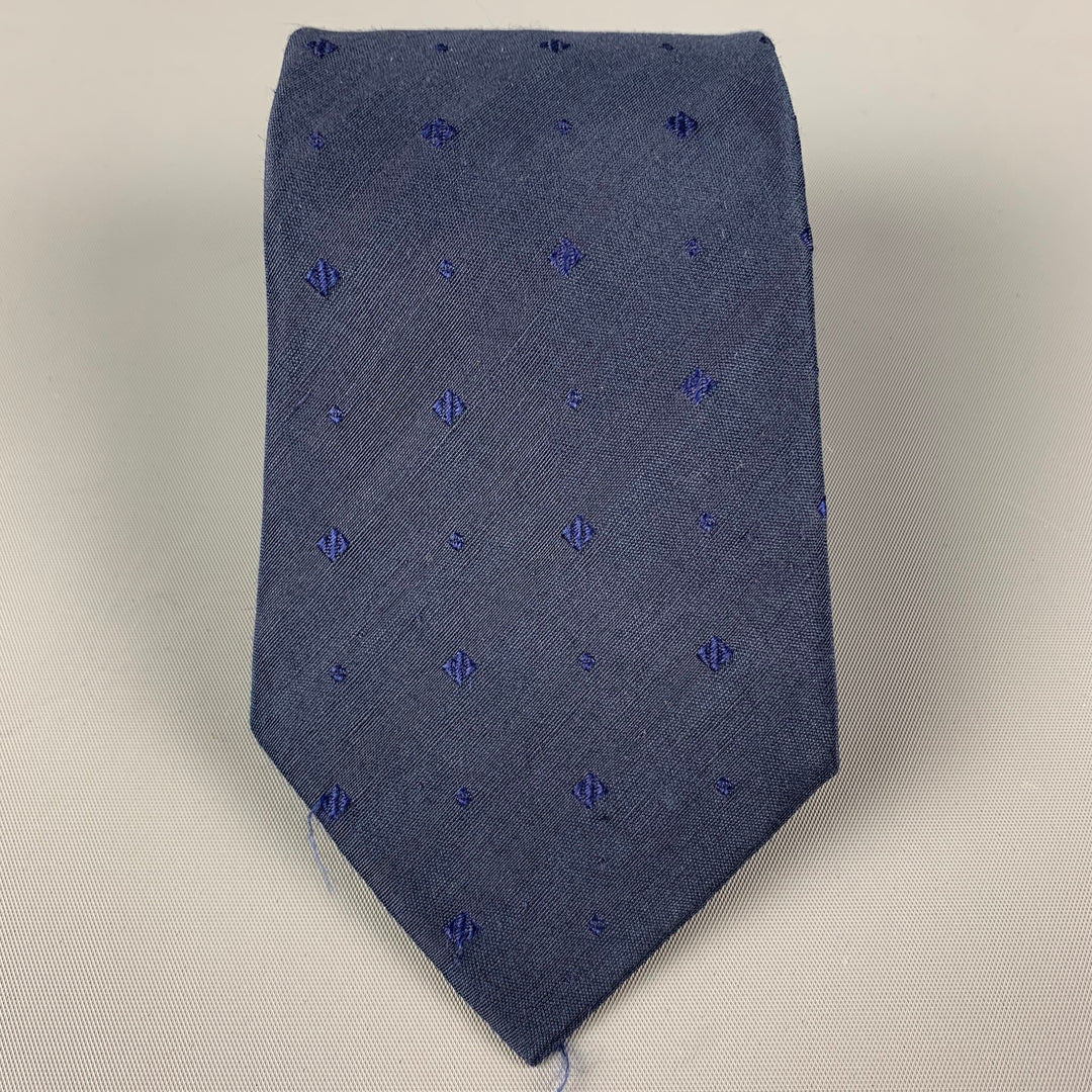 JIL SANDER Navy Textured Silk Flax Tie