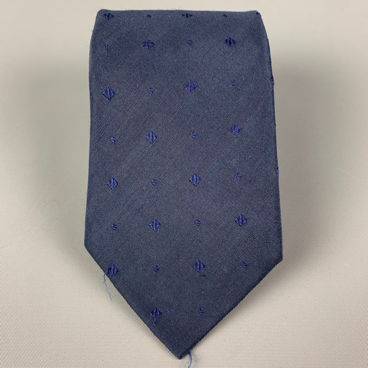 JIL SANDER Navy Textured Silk Flax Tie