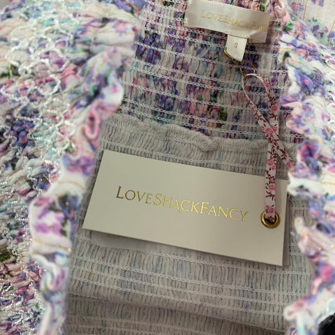 LOVE SHACK FANCY Size S Pink Purple Cotton Floral Skirt