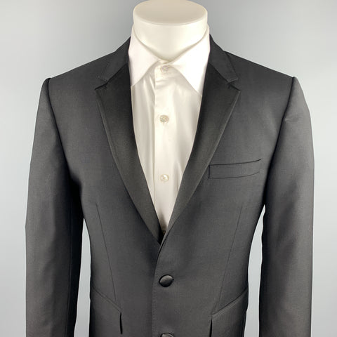 BURBERRY LONDON Size 38 Black Wool / Mohair Notch Lapel Sport Coat