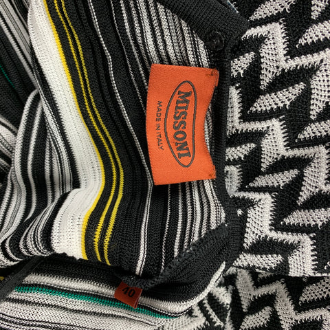 MISSONI Size 4 Black & White Zig Zag Knit Sleeveless Dress