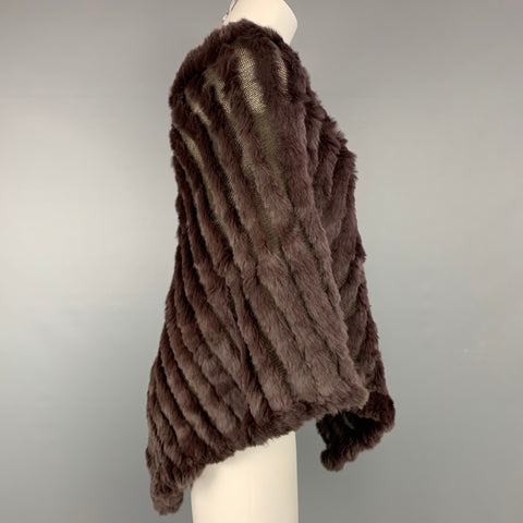 BCBG Max Azria One Size Brown Knitted Wool / Acrylic Poncho