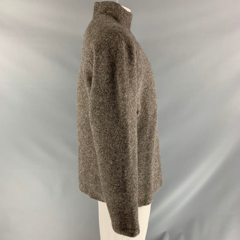 DANIEL CLEARY Size XL Grey Solid Wool Mock Neck Sweater