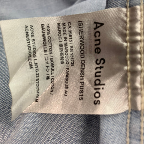 ACNE STUDIOS Size M Light Blue Washed Cotton Button Up Short Sleeve Shirt
