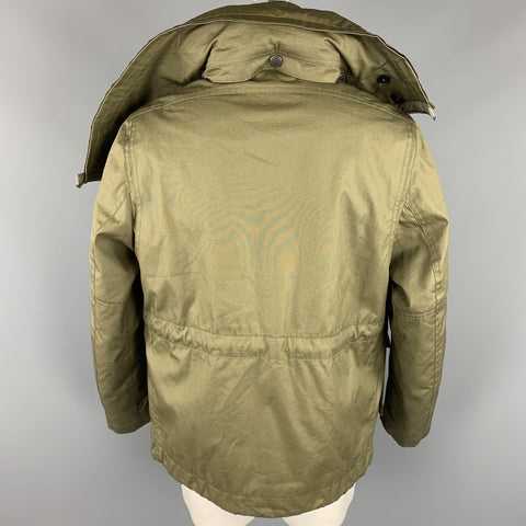 BURBERRY PRORSUM Resort 2013 Size 42 Olive Solid Cotton Zip & Snaps Jacket