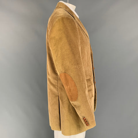 POLO by RALPH LAUREN Blue Label Size 44 Beige Corduroy Cotton Sport Coat