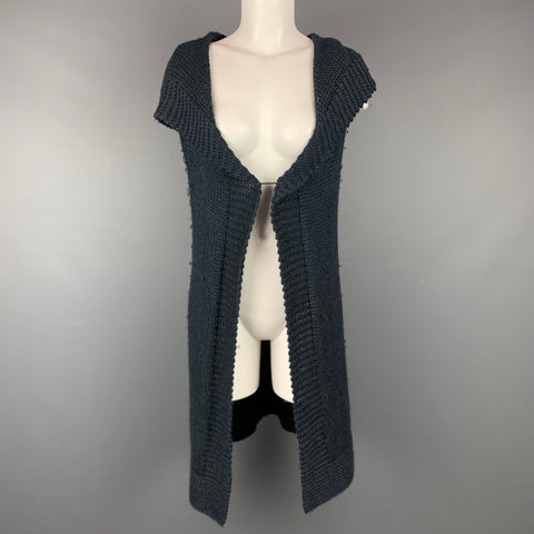THEORY Size S Navy Knitted Alpaca / Silk Oversized Hooded Vest