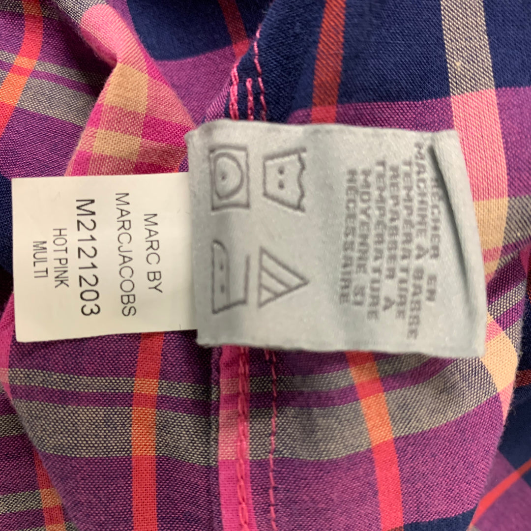 MARC by MARC JACOBS Camisa de manga larga con botones de algodón a cuadros y azul marino rosa talla S