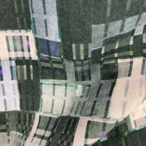 THEORY Size M Grey Multi Color Print Cotton Button Up Long Sleeve Shirt