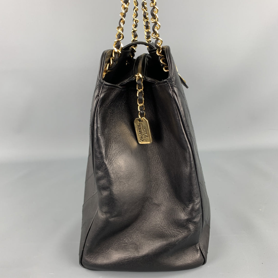 Vintage CHANEL Supermodel Jumbo XL Bag Black Quilted Leather Shoulder Handbag